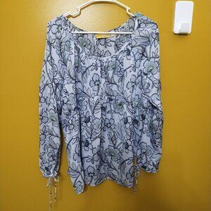 Princess Vera Wang Lon Sleeve Semi Sheer Floral Blouse XL Boho Romantic Fairy